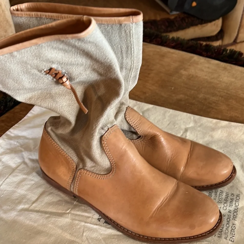 AGL Boots with leather sole and a canvas top!